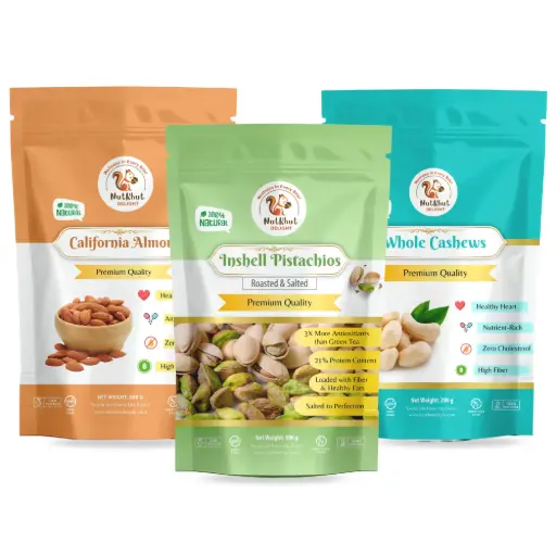 Dry Fruits Combo, 1500g (500g x 3) | Whole Cashews, California Almonds, Roasted Pistachios