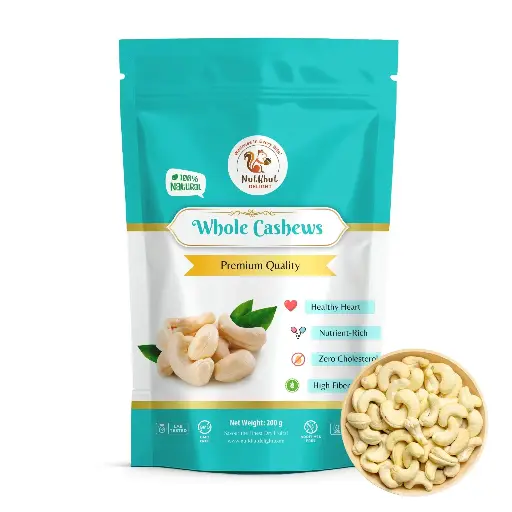 Whole Cashews/Kaju, 200g (Grade w280)